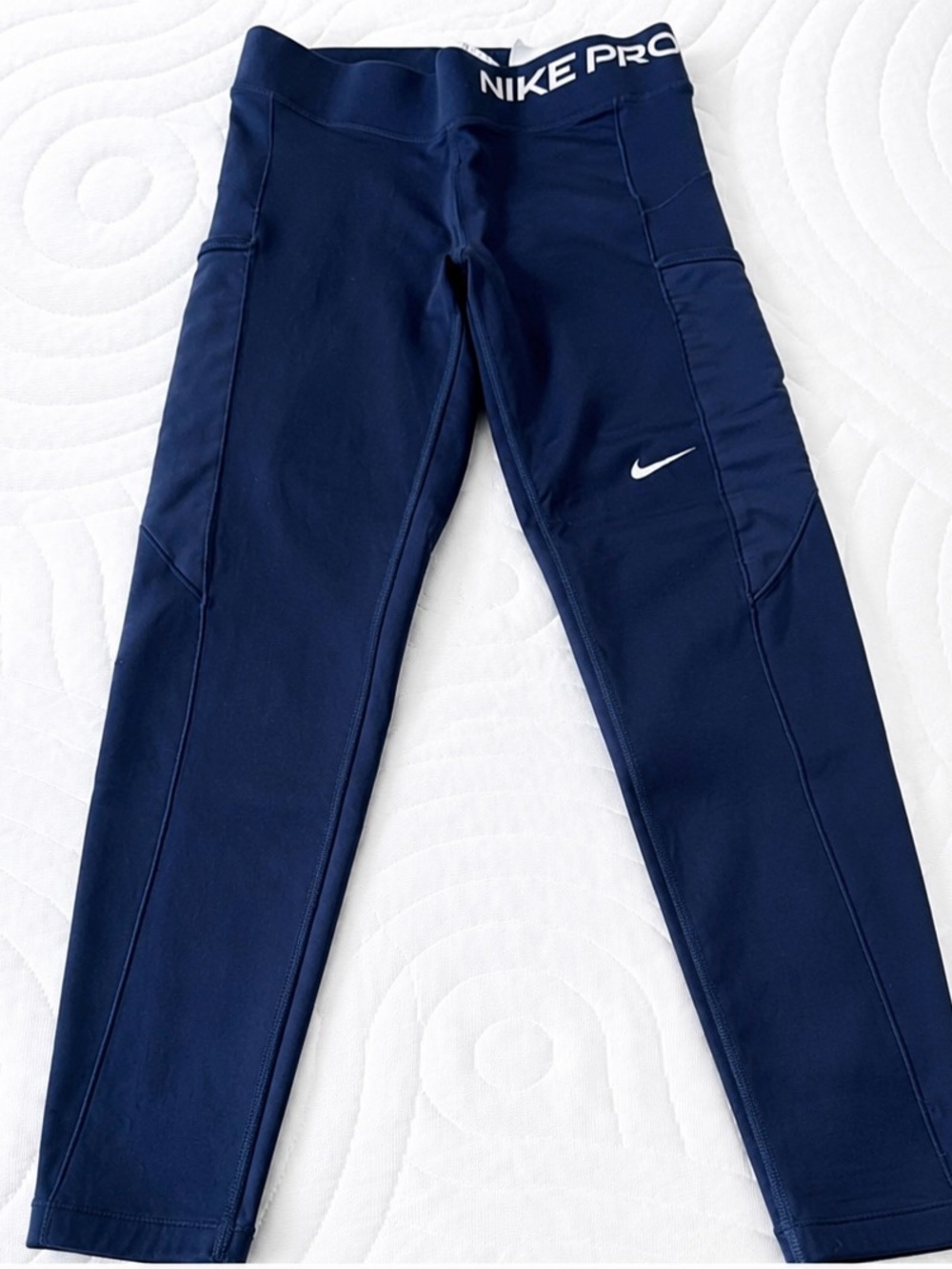 Nike Pro Therma-FIT Navy Leggings | Side Pockets | Back Zip Pocket | Size S